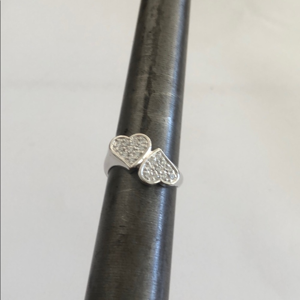 ADI Sterling Silver CZ 925 Size 8 Hearts Ring